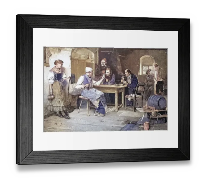Framed Print : Men, peasants in an inn on Sunday Framed Print : Men, peasants in an inn on Sunday