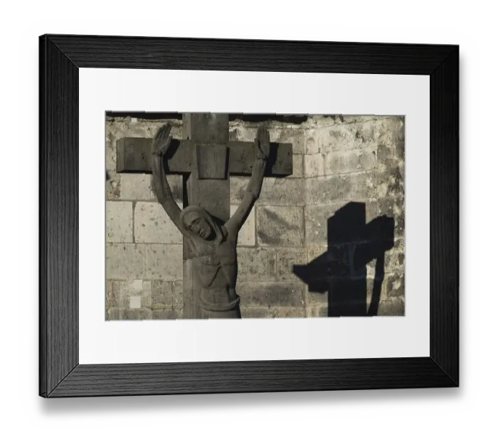 Framed Print : Stone cross with shadow cast, cathedral cemetery near Cologne Cathedral Framed Print : Stone cross with shadow cast, cathedral cemetery near Cologne Cathedral