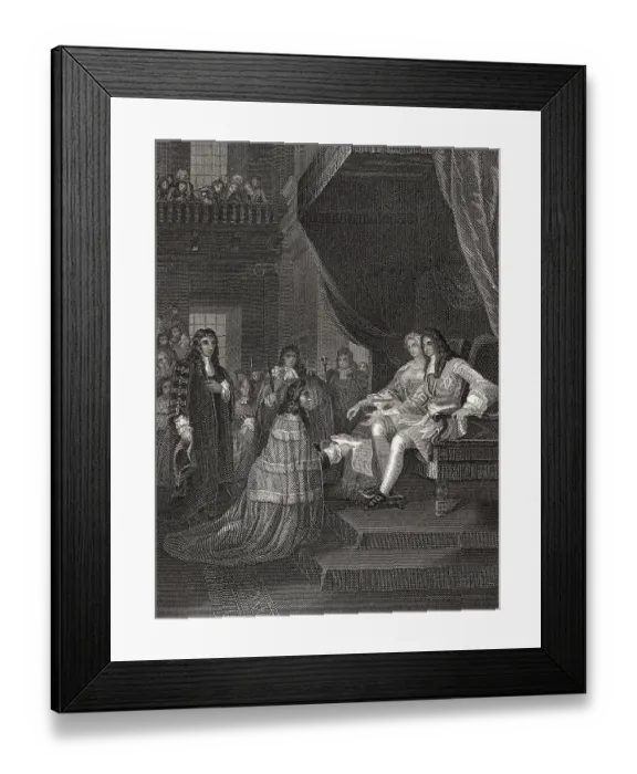 Framed Print : The Prince of Orange, William III and Mary II signing the English Bill of Rights 1689