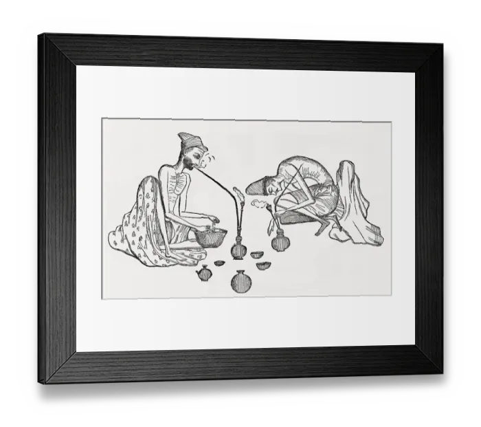 Framed Print : Muslim ascetics smoking hookah or hukka