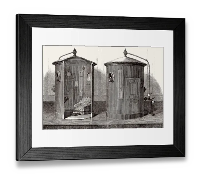 Framed Print : Ueberdruckkammer, 19. Jahrhundert Framed Print : Ueberdruckkammer, 19. Jahrhundert