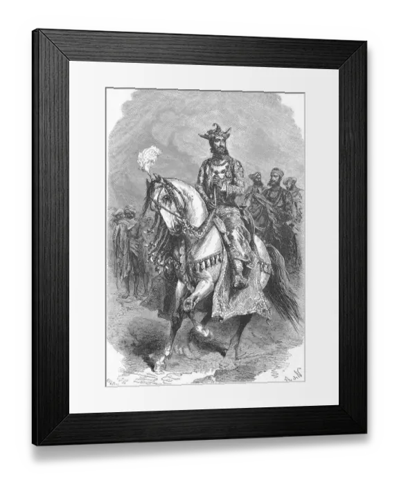 Framed Print : East Indian vassal prince at the head of his retinue