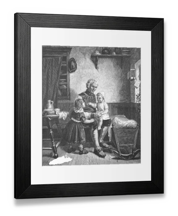 Framed Print : Breakfast, Grandfather with grandchildren at breakfast Framed Print : Breakfast, Grandfather with grandchildren at breakfast