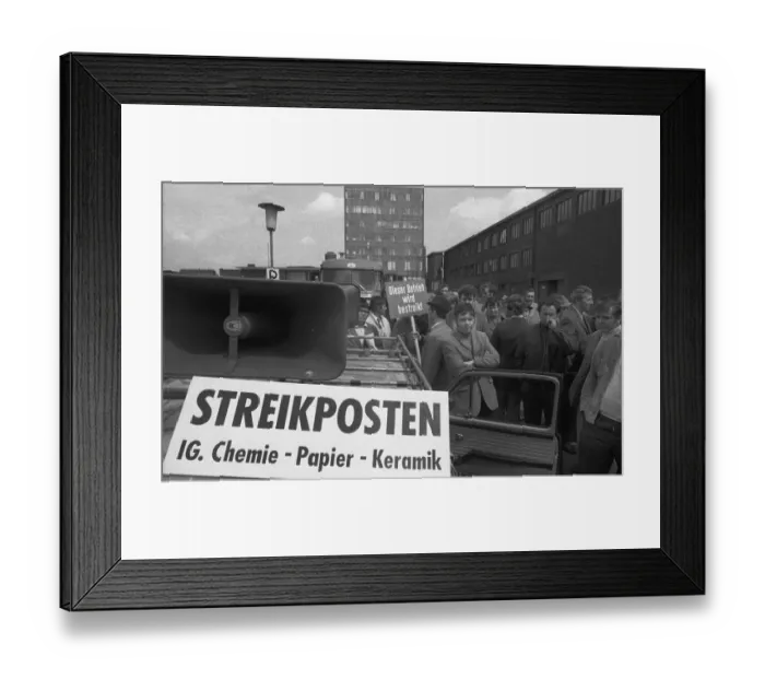 Framed Print : The strike in the collective bargaining dispute in the chemical industry Framed Print : The strike in the collective bargaining dispute in the chemical industry