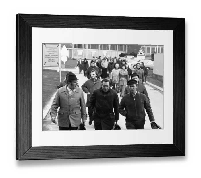 Framed Print : The shift change at the Opel factory gate in Bochum on 29