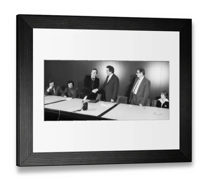 Framed Print : Two men meet for talks between East and West Framed Print : Two men meet for talks between East and West