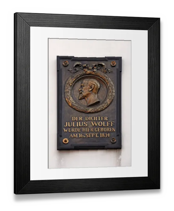 Framed Print : Memorial plaque by the poet Julius Wolff