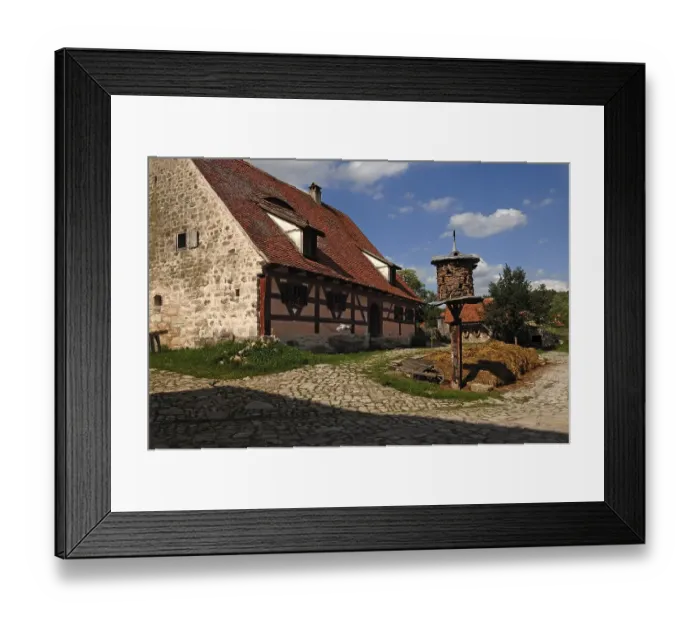 Framed Print : Farmhouse built 1684 Reconstruction 1837-58