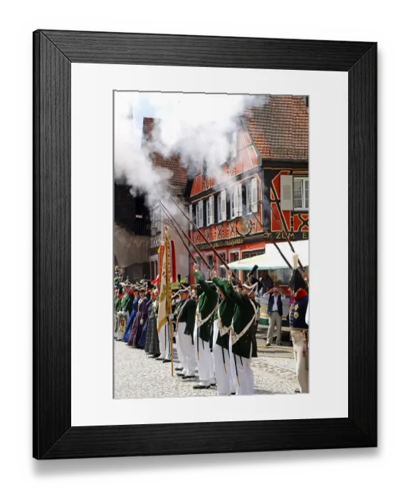Framed Print : Salus shots from the Civic Guard Association at a festival in Gengenbach Framed Print : Salus shots from the Civic Guard Association at a festival in Gengenbach