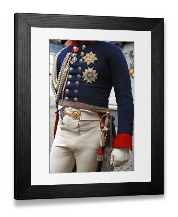 Framed Print : Detail of a Napoleonic uniform of the Colonell General of 1808