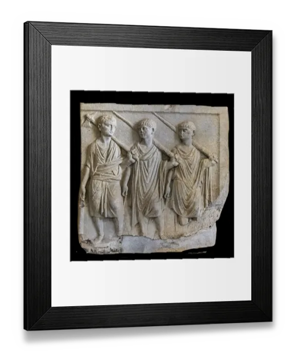 Framed Print : Relief with three lectors from de Framed Print : Relief with three lectors from de