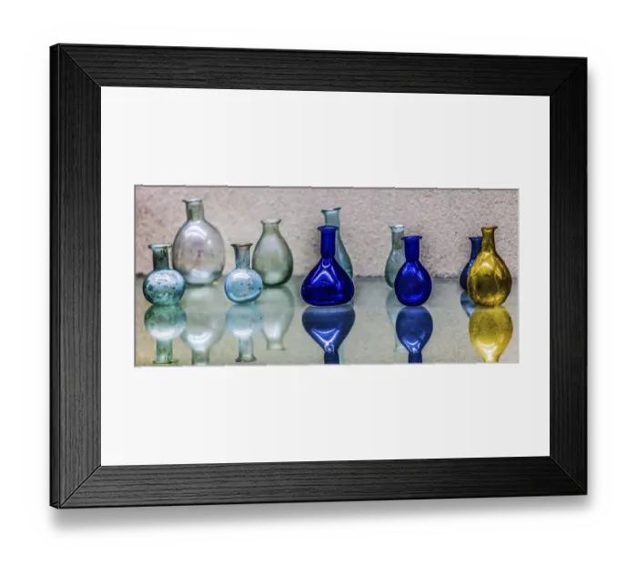 Framed Print : Glass jugs and bottles from the 1st-3rd century Framed Print : Glass jugs and bottles from the 1st-3rd century