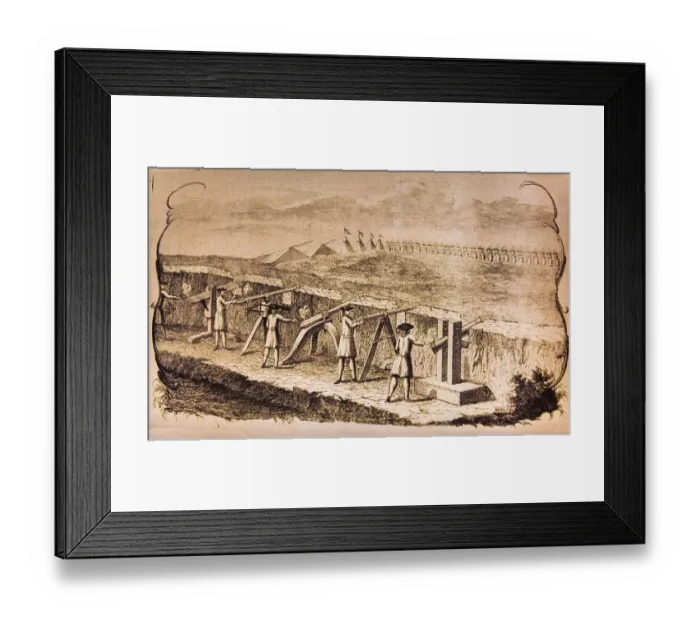 Framed Print : Sketch of defence complex with soldiers Framed Print : Sketch of defence complex with soldiers