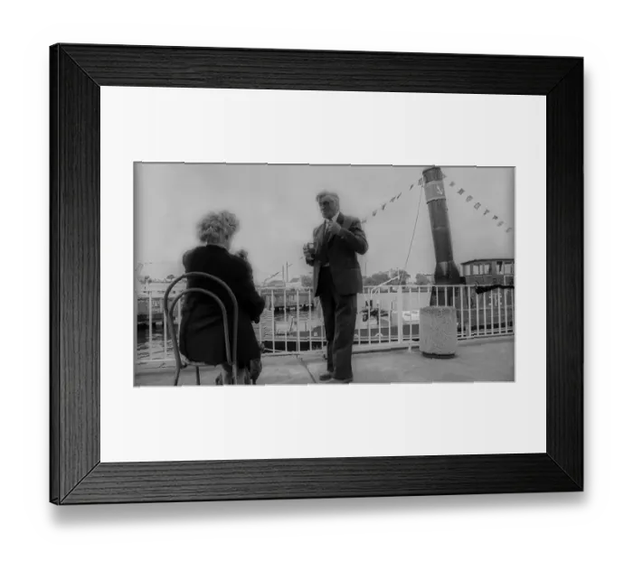 Framed Print : Germany, Berlin, 27.06.1991, landing stage of the Weisse Flott e in Treptower Park