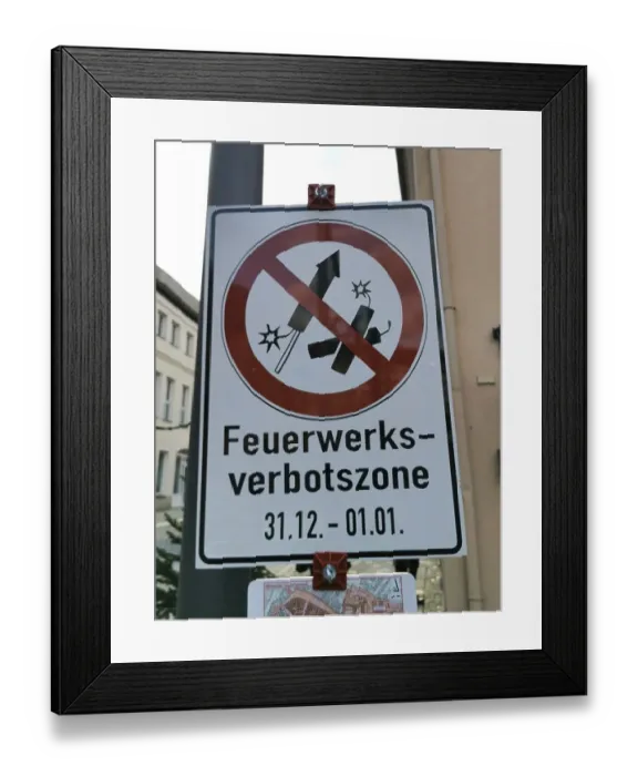 Framed Print : Fireworks ban sign, fireworks ban zone