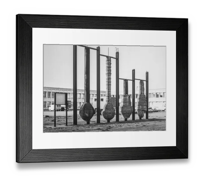 Framed Print : Archival photo showing samples of different expanded base cast-in-situ concrete Franki piles