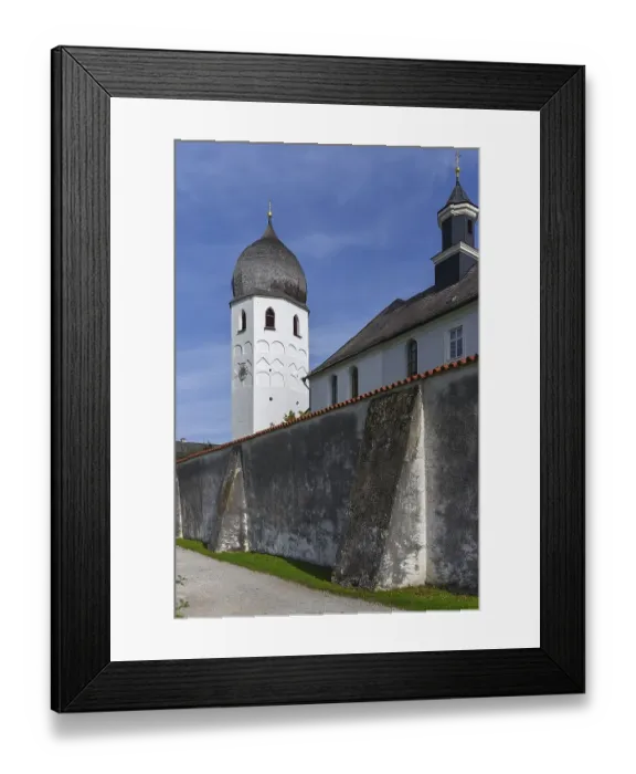 Framed Print : Bell tower of the monastery church of Frauenwoerth Abbey