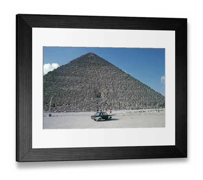 Framed Print : Cheops Pyramid, car, Giza, Cairo Framed Print : Cheops Pyramid, car, Giza, Cairo