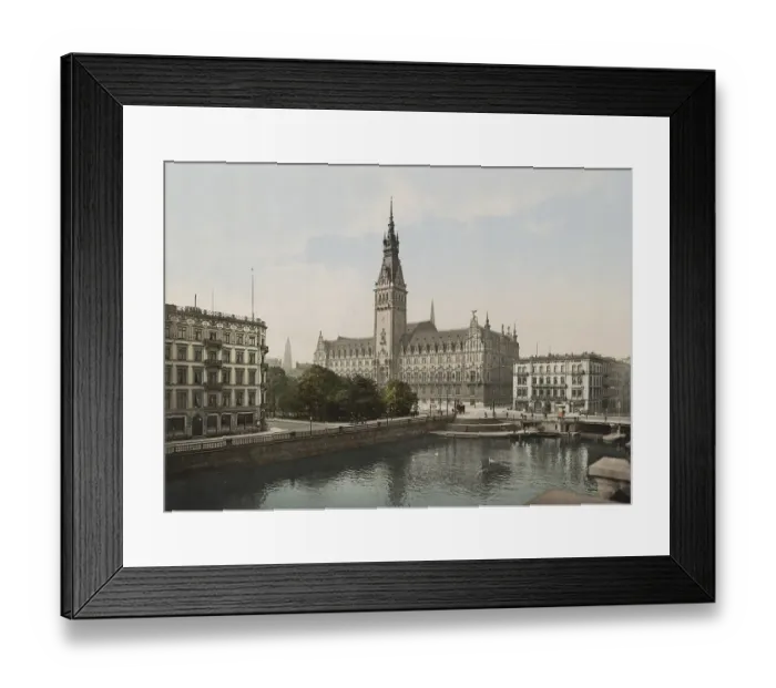 Framed Print : City Hall with Alster, Hamburg