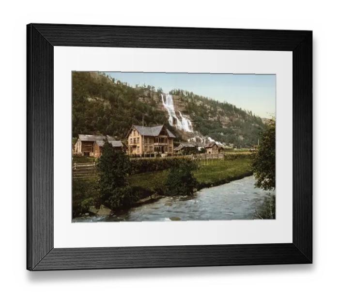 Framed Print : Tvindefos, Tvindefossen, Hotel Framed Print : Tvindefos, Tvindefossen, Hotel