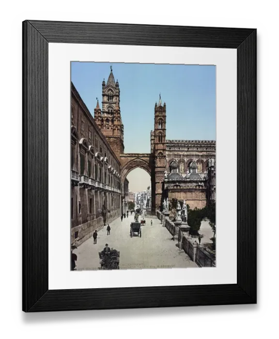 Framed Print : Via M. Bonello and the Cathedral of Palermo