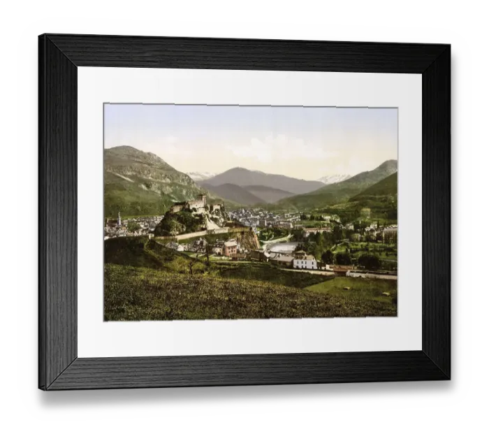 Framed Print : Town and fortress Chateau fort de Lourdes