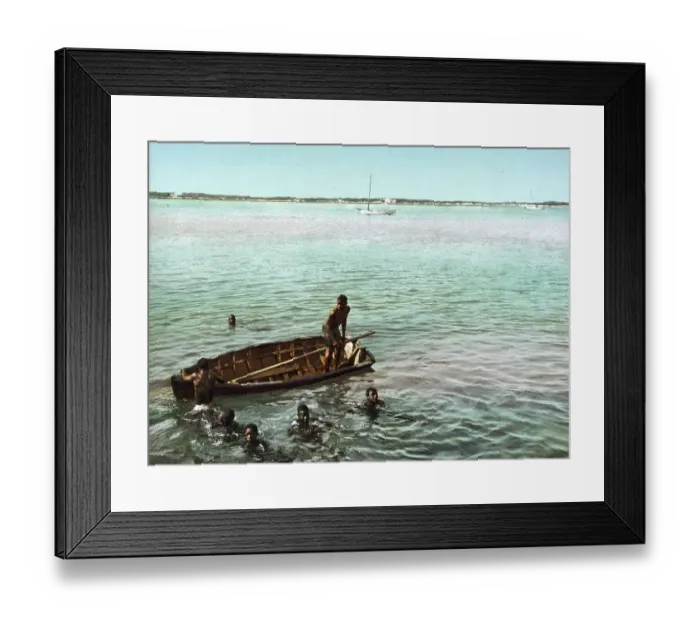 Framed Print : Diving for coins, Nassau, Bahama Islands