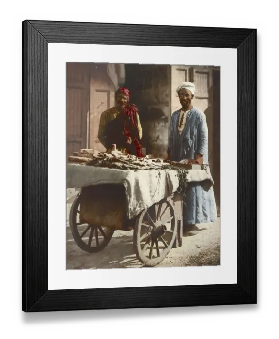 Framed Print : Cairo, street vendors, Egypt, digitally restored reproduction from a 19th century original