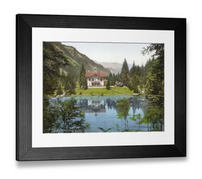 Framed Print : Kandertal, Blausee und Pension Framed Print : Kandertal, Blausee und Pension