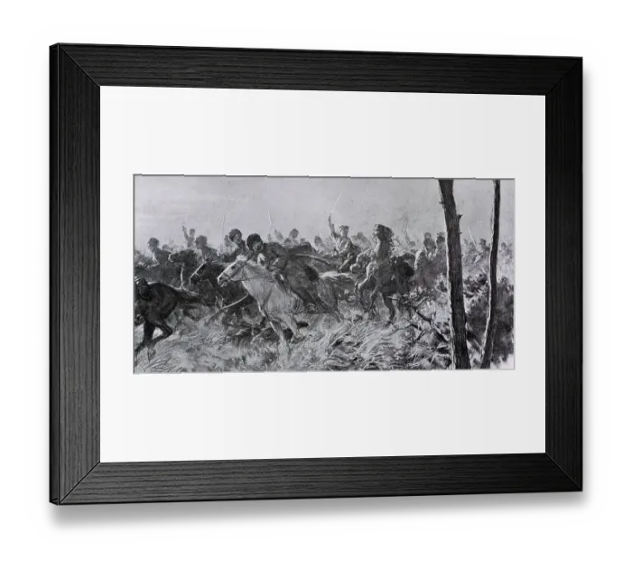 Framed Print : Mounted charge of the Circassians of the Caucasian Native Cavalry Division or Savage Division