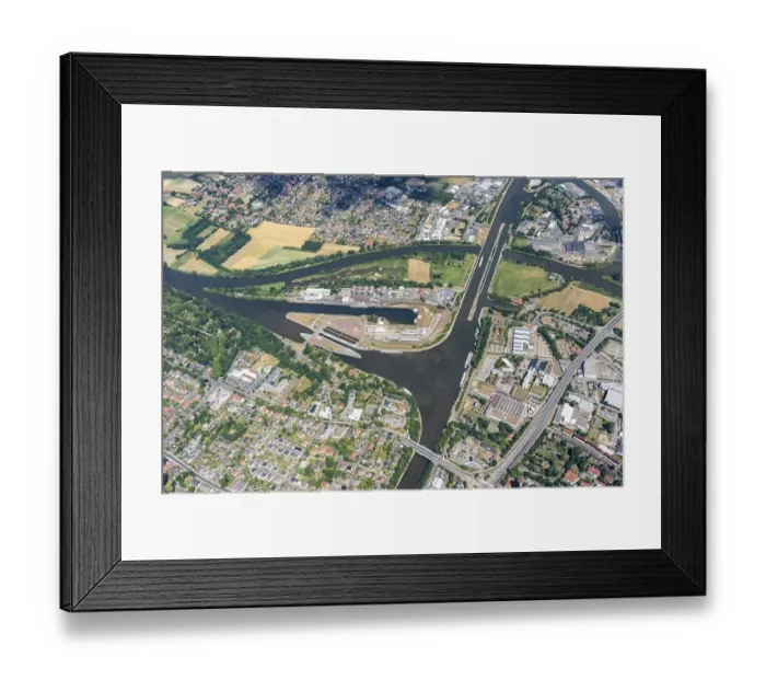 Framed Print : Aerial view of the Minden waterway junction