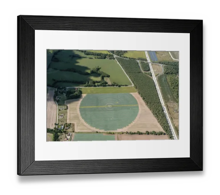 Framed Print : Aerial view Irrigation of fields in Mecklenburg-Western Pomerania