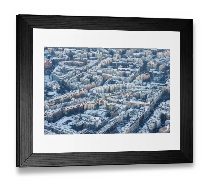 Framed Print : Aerial view of Hamburg Ottensen in winter