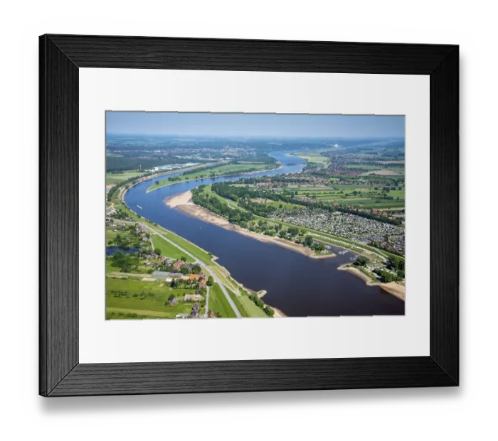 Framed Print : Aerial view of the Elbe landscape near Drage Framed Print : Aerial view of the Elbe landscape near Drage