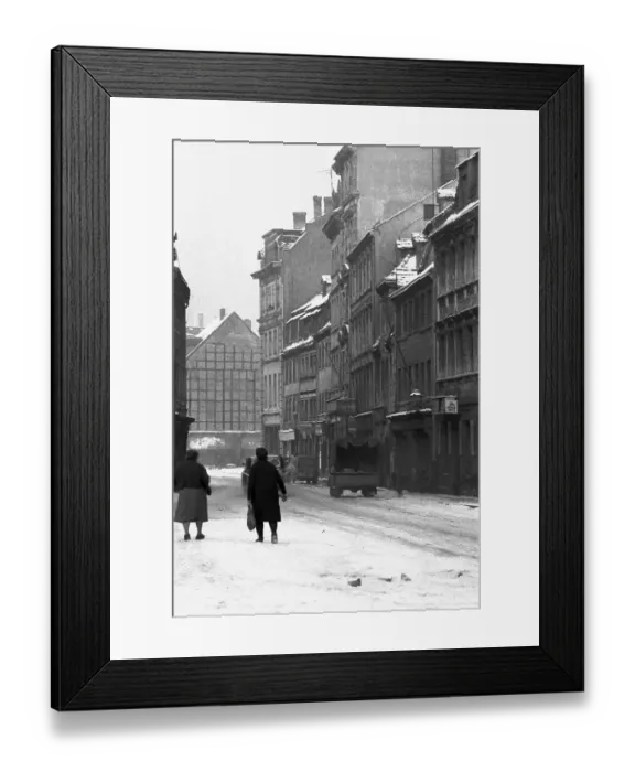Framed Print : Street scene in winter, 1963, Gerberstrasse Framed Print : Street scene in winter, 1963, Gerberstrasse