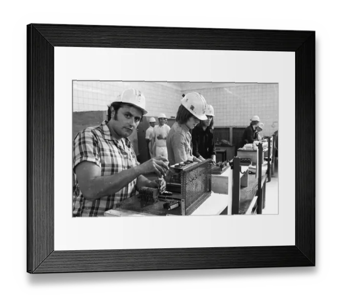 Framed Print : Retrainee after unemployment at the Emscher colliery on 14