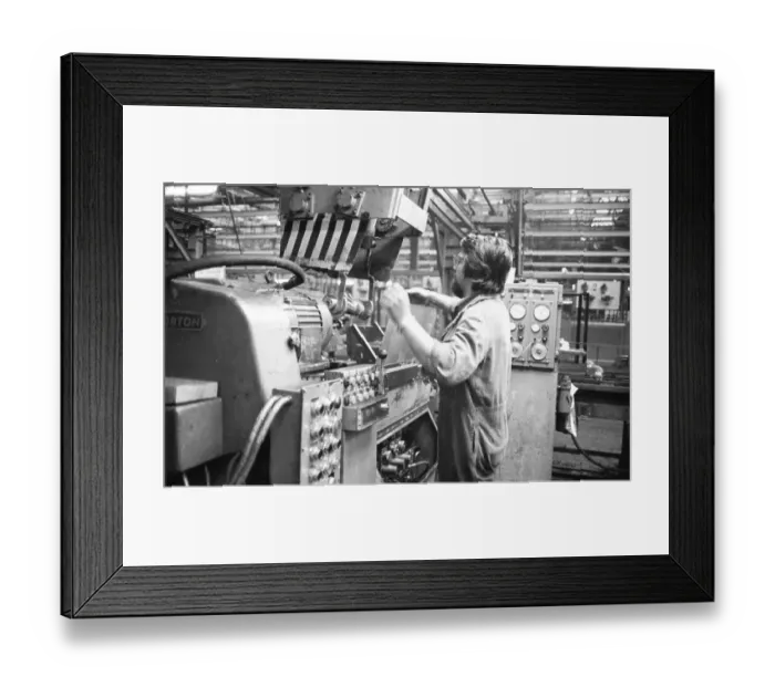 Framed Print : Production of engines, axles and other car manufacturing parts at the Opel plant in Bochum