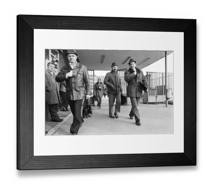 Framed Print : The shift change at the Opel factory gate in Bochum on 29 Framed Print : The shift change at the Opel factory gate in Bochum on 29