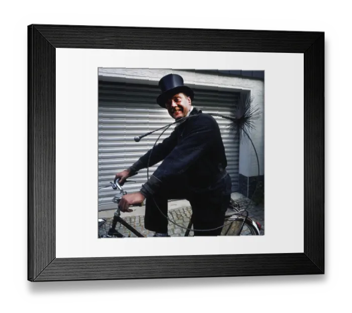 Framed Print : Chimney sweep in professional training and posing in a photo studio