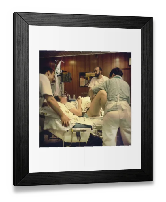 Framed Print : The birth of a child in hospital