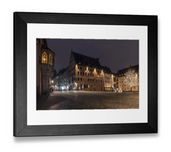 Framed Print : Medieval patrician house, the Schuerstabhaus in nocturnal illumination