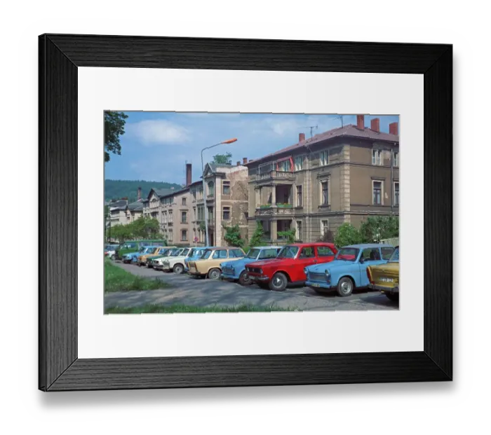 Framed Print : Parked cars, Trabbis, residential area Framed Print : Parked cars, Trabbis, residential area