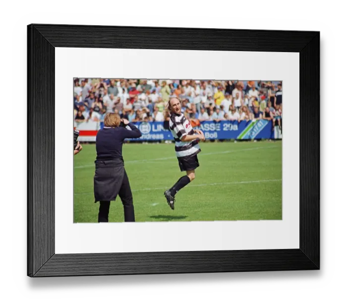 Framed Print : Comedian Otto Waalkes presents one of his gags