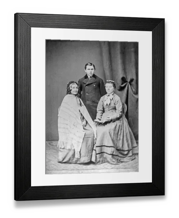 Framed Print : Portrait, grandmother, mother and son looking into the camera Framed Print : Portrait, grandmother, mother and son looking into the camera