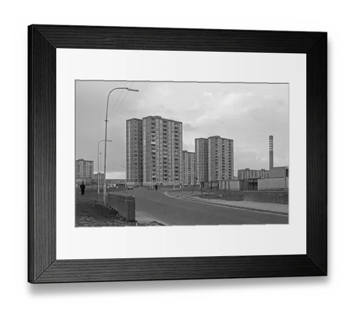 Framed Print : Tower Blocks, Street, Ballymun