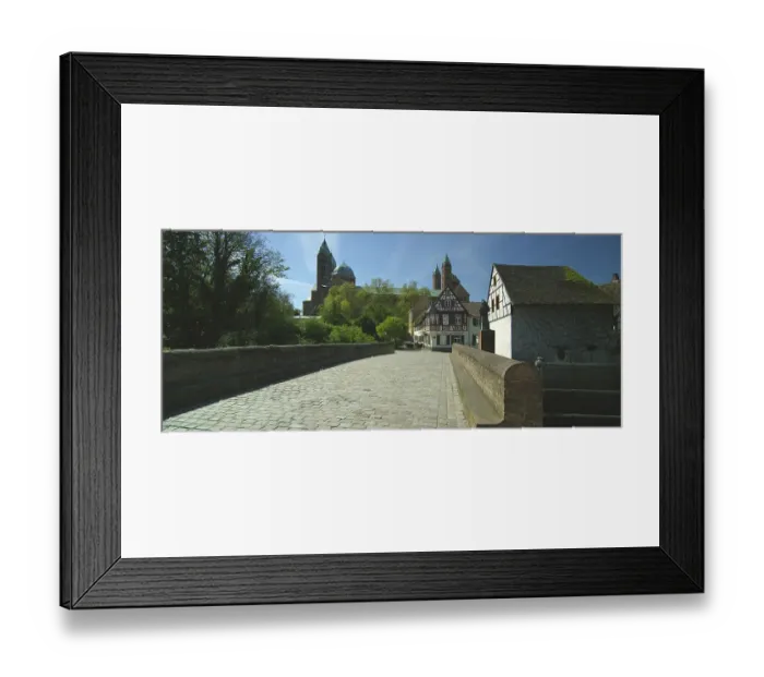 Framed Print : Facade and cobbled square of the famous UNESCO world heritage Speyer Cathedral