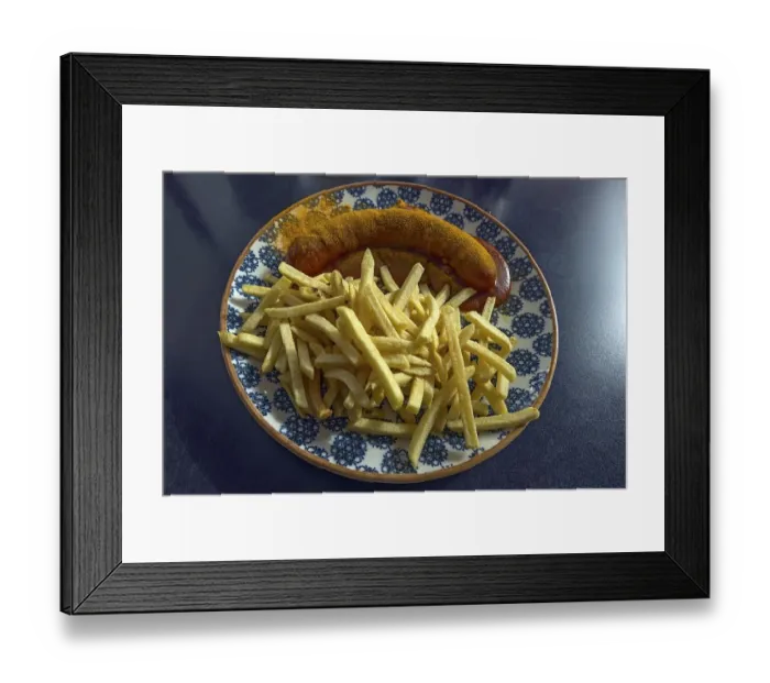 Framed Print : Currywurst with french fries, Bavaria