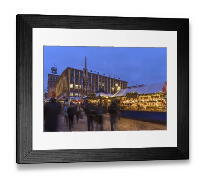 Framed Print : Winter Christkindlesmarkt at the New and Old Town Hall and the Beautiful Fountain