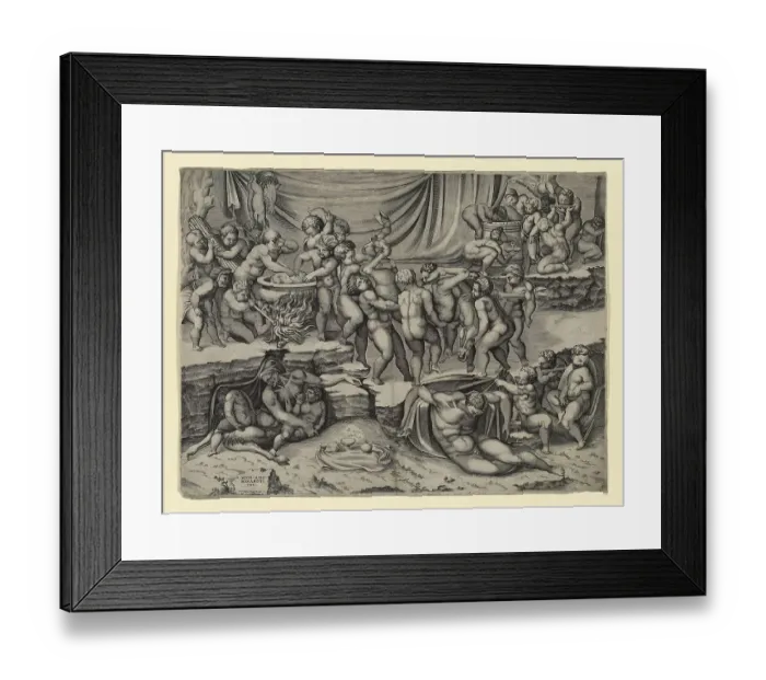 Framed Print : Putti Carrying a Stag (Putto Bacchanal)