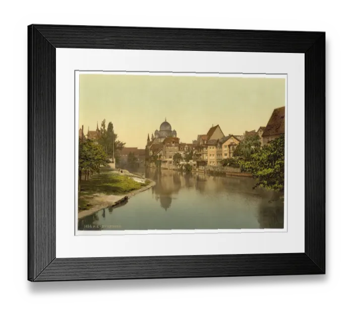 Framed Print : The River Pegnitz and the Synagogue